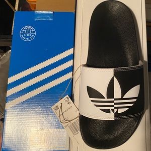 Adidas Adilette Lite Slides Black White Size 8